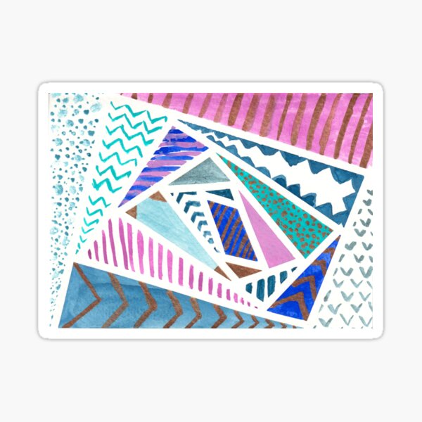 Pink Blue and Gold Watercolor Tape Resist Painting Sticker