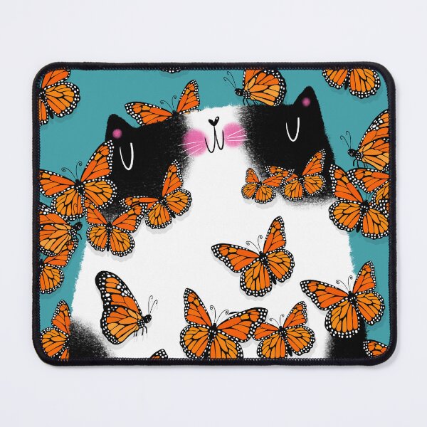 Item preview, Tuxedo Cat and Monarch Butterflies designed and sold by poket.piktures.