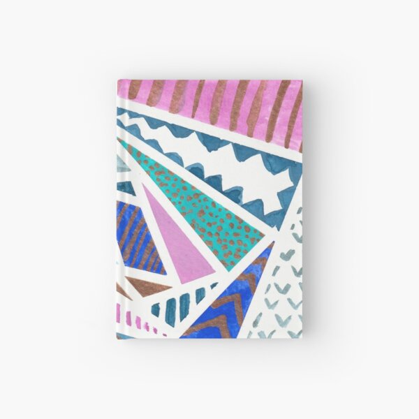 Pink Blue and Gold Watercolor Tape Resist Painting Hardcover Journal