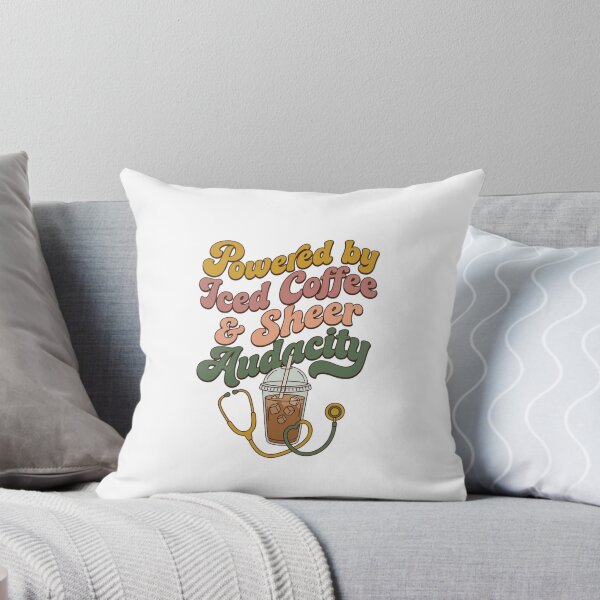 Item preview, Powered By Iced Coffee And Sheer Audacity Retro Nurse Coffee Mug Healthcare Humor Gift designed and sold by Dlvznbm.