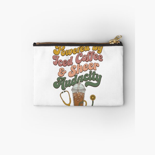 Item preview, Powered By Iced Coffee And Sheer Audacity Retro Nurse Coffee Mug Healthcare Humor Gift designed and sold by Dlvznbm.