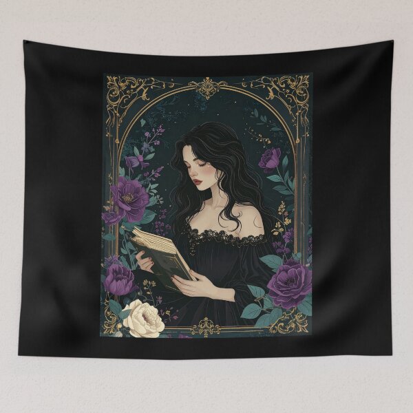 Item preview, Gothic Woman Reading Book Dark Academia Portrait Art designed and sold by TripleMoonCrafts.