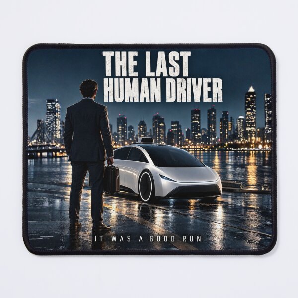 Item preview, The Last Human Driver Self Driving Car Poster Design designed and sold by Kenzie & Co.
