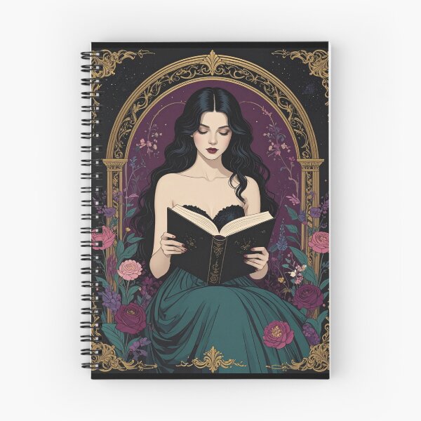 Item preview, Dark Romantic Reader Gothic Floral Portrait Illustration designed and sold by TripleMoonCrafts.