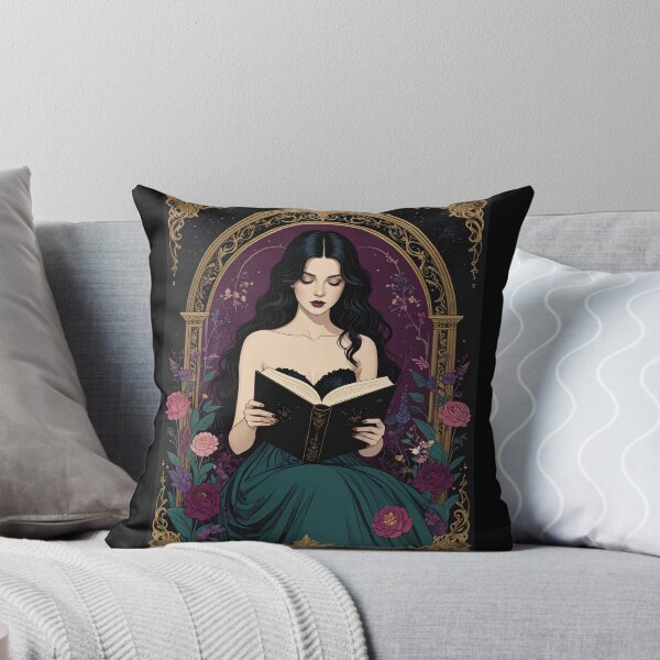 Item preview, Dark Romantic Reader Gothic Floral Portrait Illustration designed and sold by TripleMoonCrafts.