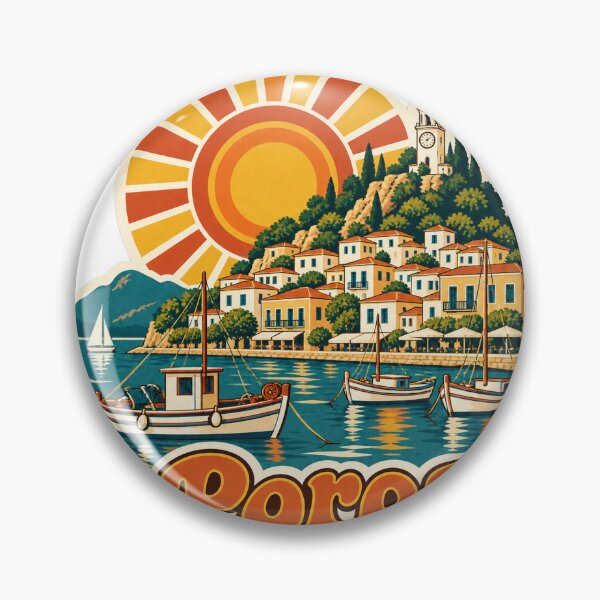 Item preview, Poros Greece Travel Souvenir - Retro Illustration designed and sold by VisualArtsOasis.