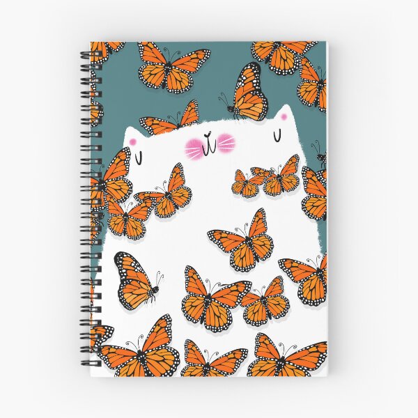 Item preview, White Cat and Monarch Butterflies designed and sold by poket.piktures.