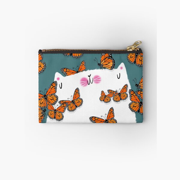 Item preview, White Cat and Monarch Butterflies designed and sold by poket.piktures.