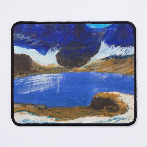 Item preview, Nature art lake and mauntains in winter (painted by hand in acrylics and gouache) designed and sold by Boy and Belugee Studio.