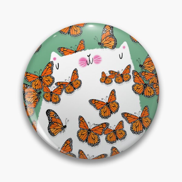 Item preview, White Cat and Monarch Butterflies designed and sold by poket.piktures.