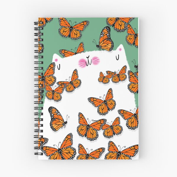 Item preview, White Cat and Monarch Butterflies designed and sold by poket.piktures.
