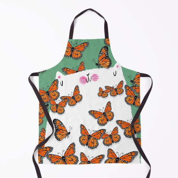 Item preview, White Cat and Monarch Butterflies designed and sold by poket.piktures.