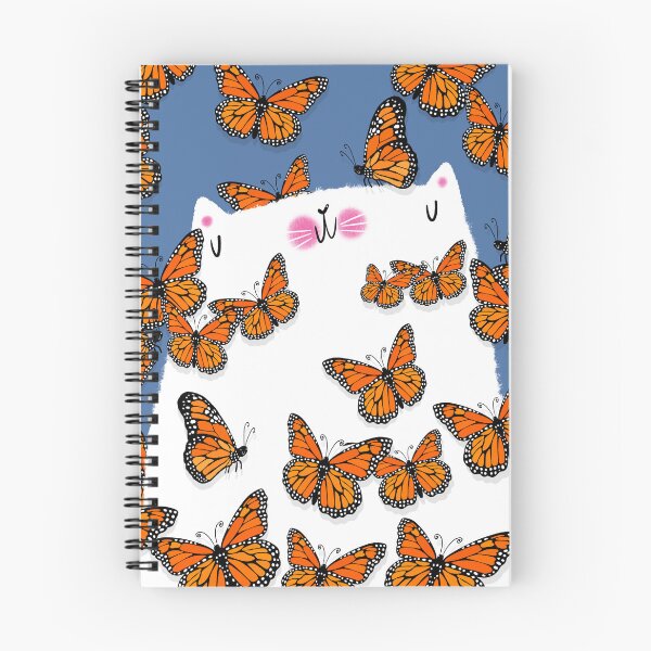 Item preview, White Cat and Monarch Butterflies designed and sold by poket.piktures.