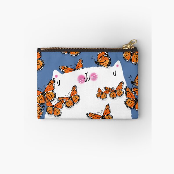 Item preview, White Cat and Monarch Butterflies designed and sold by poket.piktures.