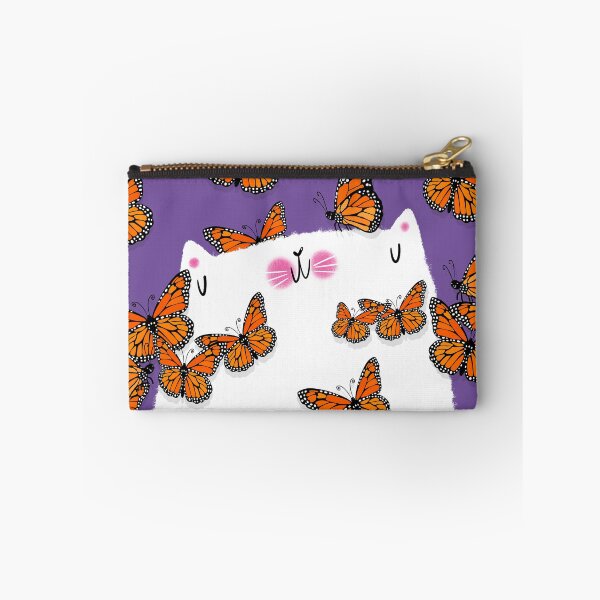 Item preview, White Cat and Monarch Butterflies designed and sold by poket.piktures.