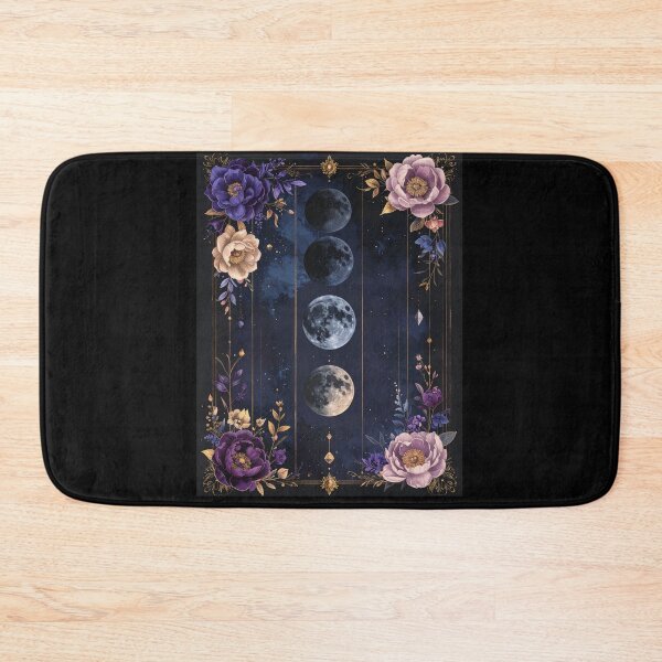 Item preview, Moon Phases Floral Celestial Art Night Sky Botanical Print designed and sold by TripleMoonCrafts.