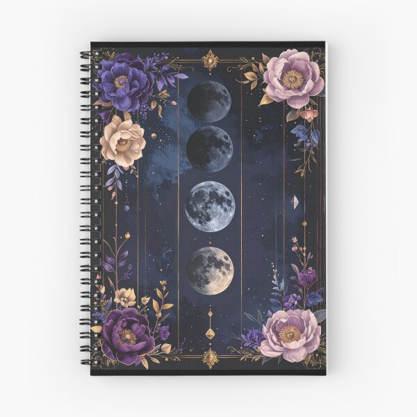 Item preview, Moon Phases Floral Celestial Art Night Sky Botanical Print designed and sold by TripleMoonCrafts.