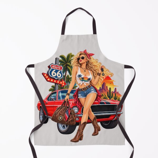 Item preview, Route 66 Retro Pin-Up Girl – Classic Car Road Trip Adventure designed and sold by Ghostwave Atelier.