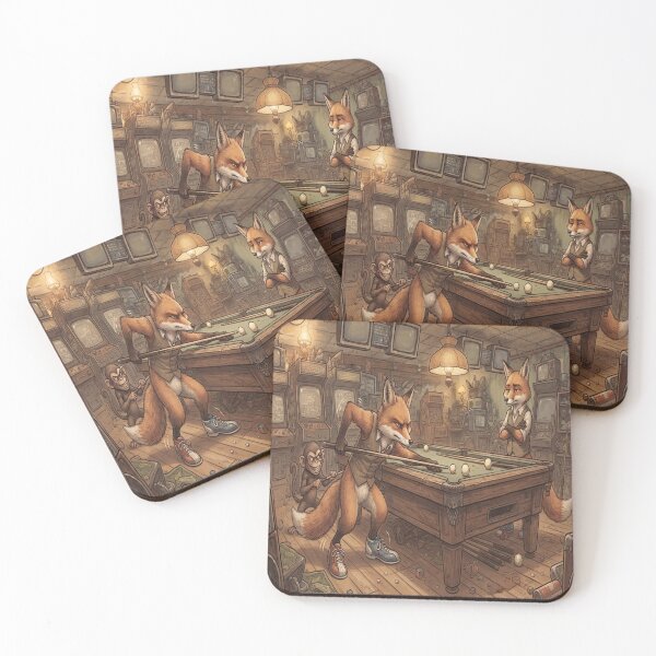 Item preview, Funny Fox Playing Billiards in Retro Arcade Cartoon Humor designed and sold by AfresStudio.