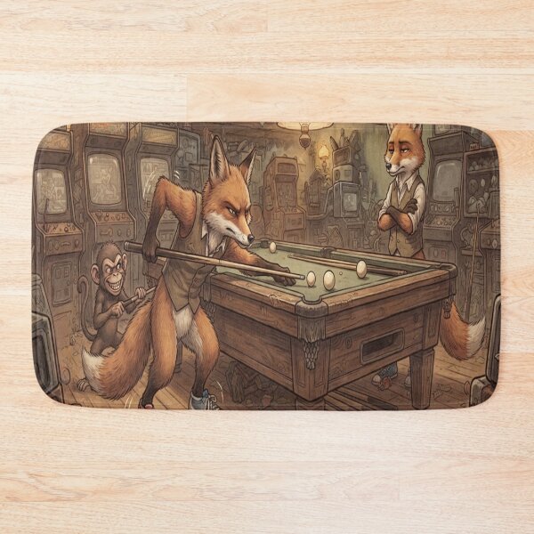 Item preview, Funny Fox Playing Billiards in Retro Arcade Cartoon Humor designed and sold by AfresStudio.