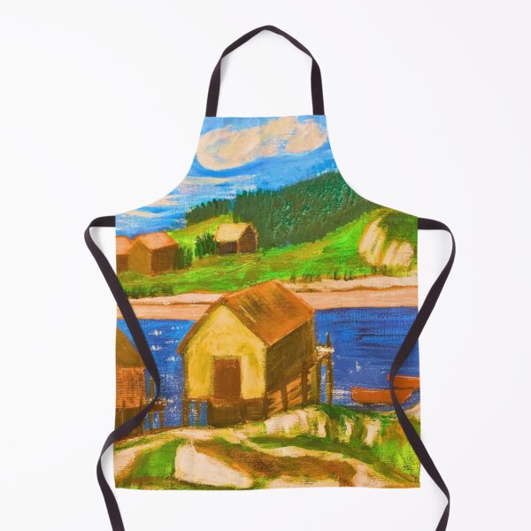 Item preview, Nature art houses by the lake (painted by hand in acrylics and gouache)  designed and sold by Boy and Belugee Studio.