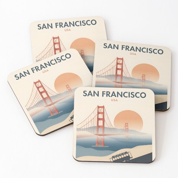 Item preview, San Francisco Vintage Travel Poster - Minimalist Golden Gate Art Print designed and sold by DuckOddity.