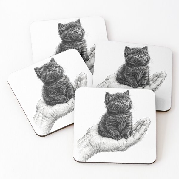 Item preview, Tiny Black Kitten On Hand - Cute Fluffy Cat designed and sold by ThePrintArt.