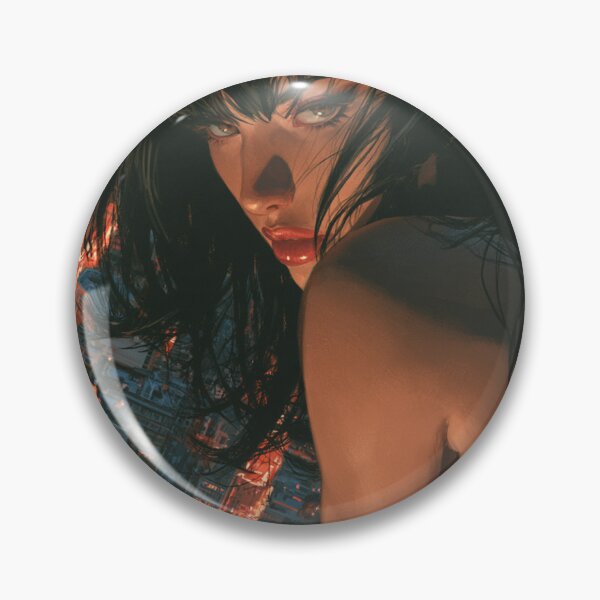 Item preview, Cyberpunk City View - Dark Hair Rooftop Girl designed and sold by AxeWave.