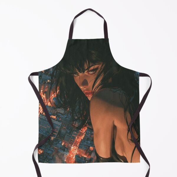 Item preview, Cyberpunk City View - Dark Hair Rooftop Girl designed and sold by AxeWave.