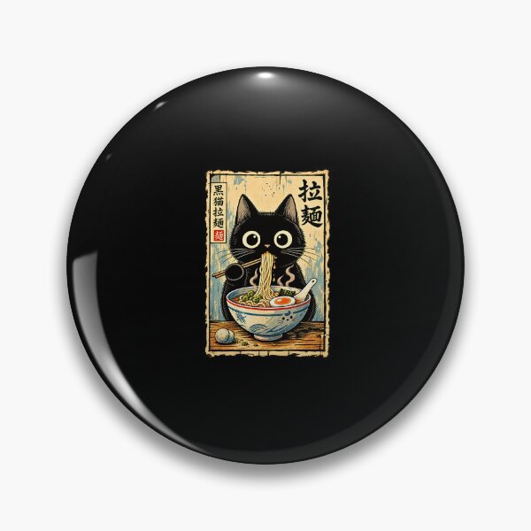 Item preview, Black Cat Eating Ramen – Vintage Japanese Food Love designed and sold by Byhergawaa.