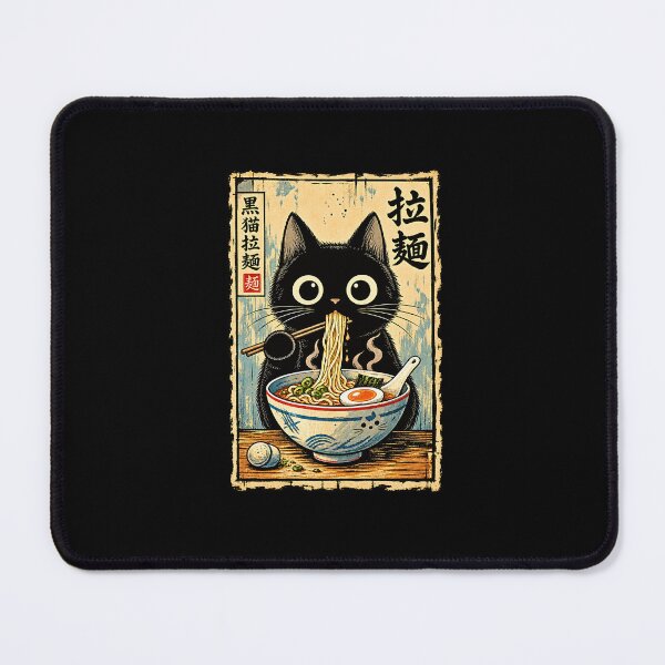 Item preview, Black Cat Eating Ramen – Vintage Japanese Food Love designed and sold by Byhergawaa.