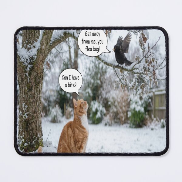Item preview, Funny Cat and Bird Winter Snow Humor Cartoon Art designed and sold by AfresStudio.