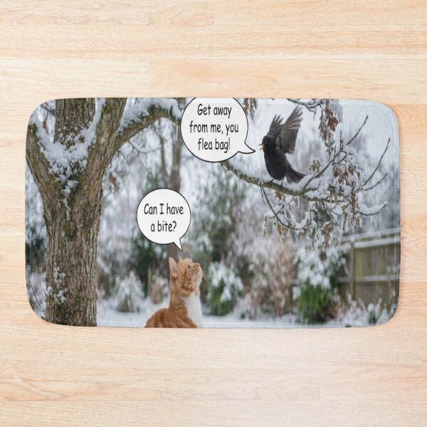 Item preview, Funny Cat and Bird Winter Snow Humor Cartoon Art designed and sold by AfresStudio.