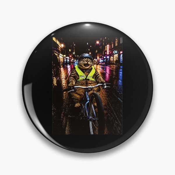 Item preview, Pizza Delivery Cat on Bicycle – Retro Night City Adventure designed and sold by Byhergawaa.