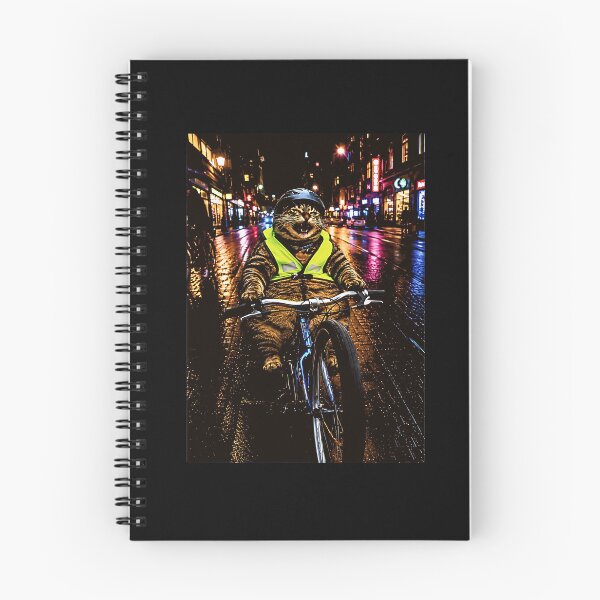 Item preview, Pizza Delivery Cat on Bicycle – Retro Night City Adventure designed and sold by Byhergawaa.