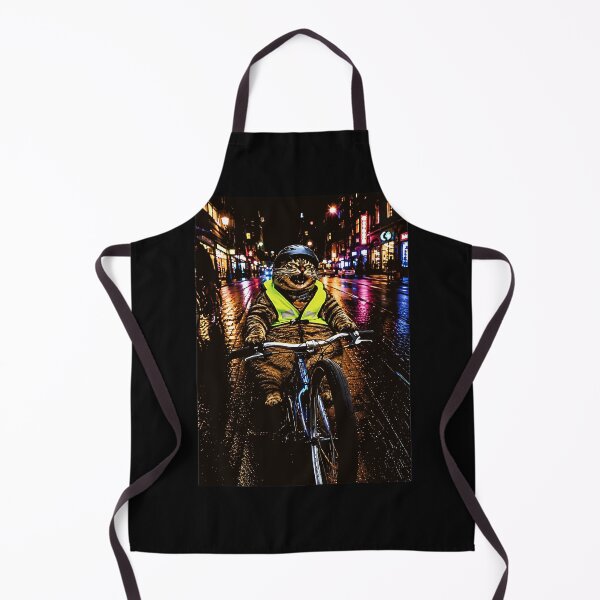 Item preview, Pizza Delivery Cat on Bicycle – Retro Night City Adventure designed and sold by Byhergawaa.