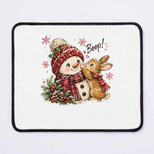 Item preview, Boop Snowman and Bunny Cute Winter Christmas Vintage Plaid designed and sold by DYAFLK.
