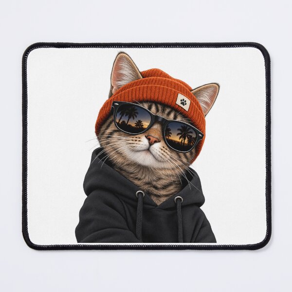 Item preview, Cool Cat Sunset – Retro Sunglasses & Beanie designed and sold by ADBIB Design.