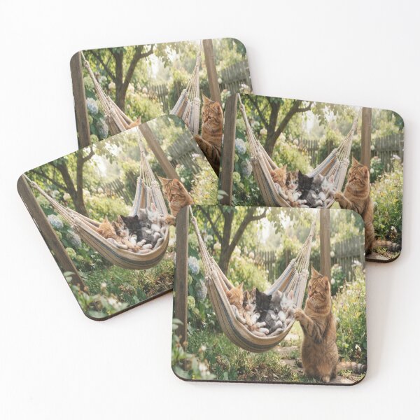 Item preview, Cute Mother Cat Rocking Kittens in Hammock Garden Art designed and sold by AfresStudio.