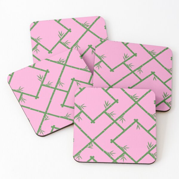 Item preview, Bamboo Chinoiserie Lattice in Light Pink + Grass Green designed and sold by YesterdayColl.