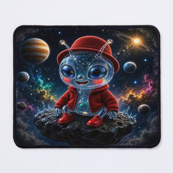 Item preview, Little Astronaut Alien in Red Sneakers - Whimsical Nebula Design designed and sold by Breezes-of-Ida.