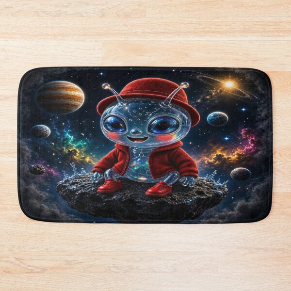 Item preview, Little Astronaut Alien in Red Sneakers - Whimsical Nebula Design designed and sold by Breezes-of-Ida.