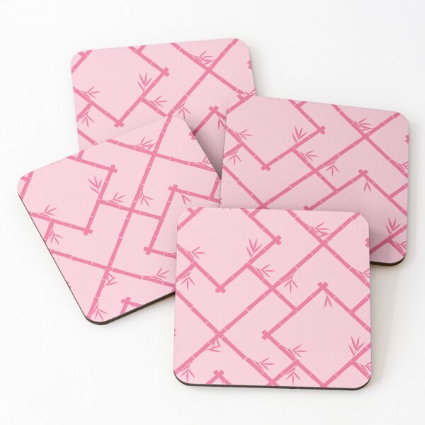 Item preview, Bamboo Chinoiserie Lattice in Light Pink + Bubblegum Pink designed and sold by YesterdayColl.