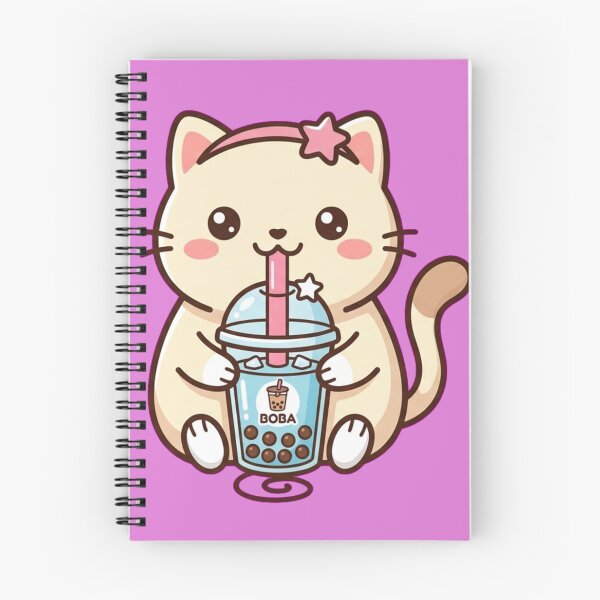 Item preview, Cute Kawaii Cat Drinking Boba Milk Tea designed and sold by JeniversePH.