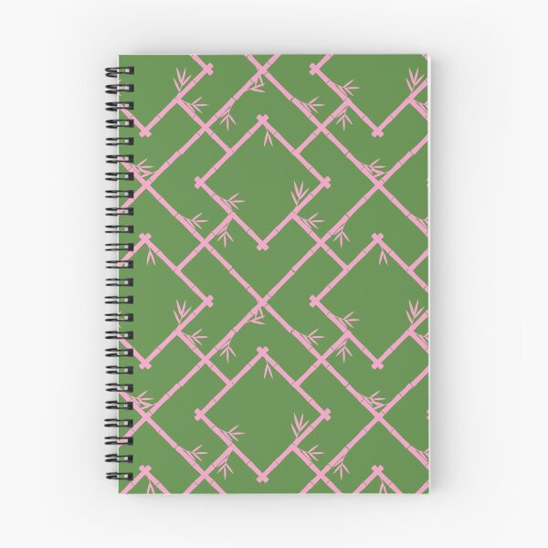 Item preview, Bamboo Chinoiserie Lattice in Grass Green + Light Pink designed and sold by YesterdayColl.