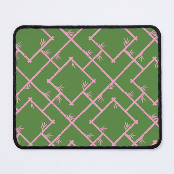 Item preview, Bamboo Chinoiserie Lattice in Grass Green + Light Pink designed and sold by YesterdayColl.