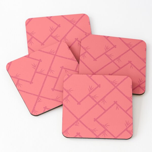 Item preview, Bamboo Chinoiserie Lattice in Tonal Hot Coral designed and sold by YesterdayColl.