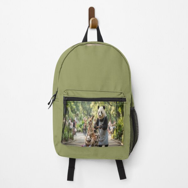 Item preview, Funny Panda Pushing Stroller with Kangaroo and Baby Panda Art designed and sold by AfresStudio.