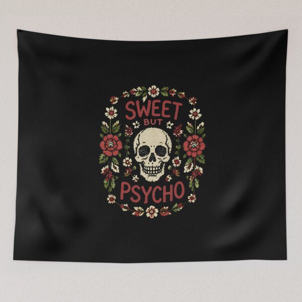 Item preview, Sweet But Psycho Floral Skull Cottagecore Goth designed and sold by HYPNK.
