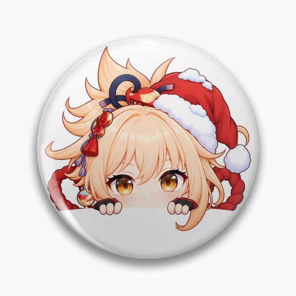 Item preview, Yoimiya Genshin Impact Christmas Peeking Chibi designed and sold by mildaclairmo.